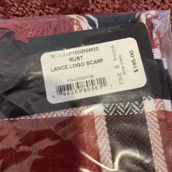 Rag and bone lance logo scarf rust new with tags - Picture 6 of 7